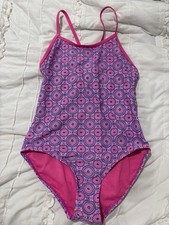 Old Navy girls Pink Blue scoop neck Medallion One Piece Swimsuit XL 14-16