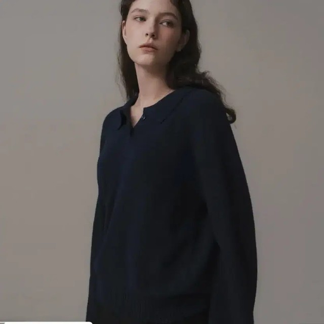 Dummytin Daub Button Collar Knit, Navy, Pre-Owned, Discount Shipping