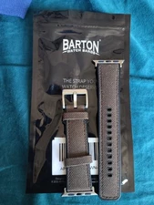 Barton Watch Band Brown Cordura Strap 22mm With Apple Watch Adapters