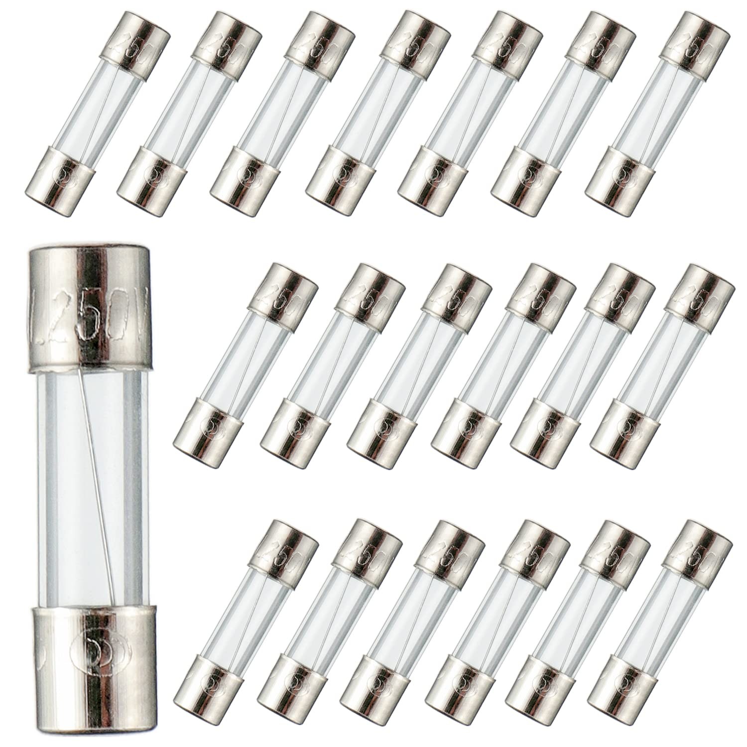 BOJACK F5AL250V 5x20mm 5A 250V Fast Blow Fuses 5 Amp 250 Volt 0.2 F5A, Clear