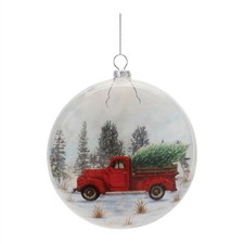 Glittered Glass Pickup Truck Ball Ornament Set of 6