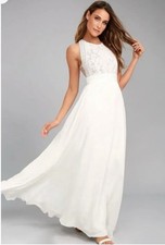 Lulus Forever And Always Lace Midi Dress Womens Small White New Bridal Prom