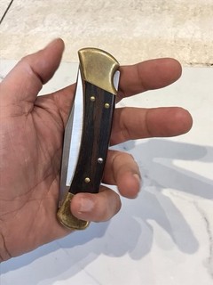 Buck 110 Folding Hunter Knife USA – Lockback – Brass & Wood – Excellent Action