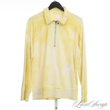 Helmut Lang Made in Portugal Yellow Mixed Tie Dye Quarterzip 1/4 Zip Sweater L