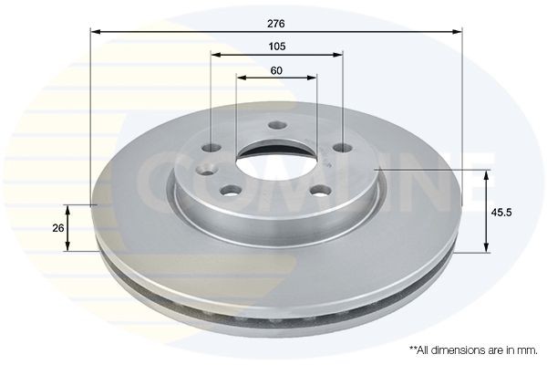 Brake Disc Front Fits Chevrolet Aveo Aveo / Kalos Vauxhall Opel COMLINE ADC1151V