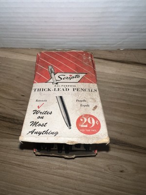 Vintage Scripto Black All Purpose Thick-lead Pencils.  Full Box Of 12.