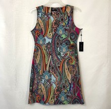 NWT Tommy Hilfiger women's sleeveless paisley print jersey shift dress / Sz 10