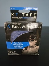KT Tape Cotton Elastic Kinesiology Athletic Tape Blue Pre-Cut Strips NIB