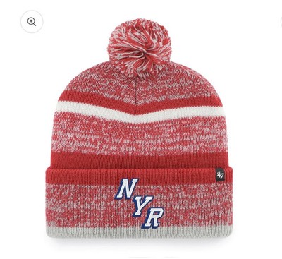 New York Rangers 2024 Stadium Series Beanie  47 Pom Knit Hat Red White Gray NHL