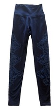 Aerie Chill Play Move Women's Blue Embroidered Thick Yoga Leggings Thighs Size S
