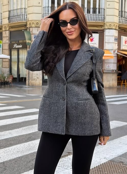 Zara Peplum Fitted Blazer With Wool ZW Collection Grey Size S M