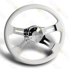 W-power 406mm White Wood Grip 5-hole 16 Chrome 4- Spoke Steering Wheel Whorn W-power 406mm White Wood Grip 5-hole 16 Chrome 4- Spoke Steering Wheel Whorn