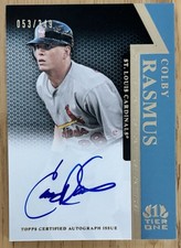 2011 Topps Tier One Colby Rasmus On the Rise Rookie Autograph On Card RC Auto. rookie card picture