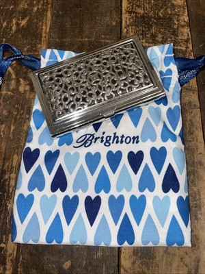 Brighton Serendipity Business Card Case Holder Silver Plated Scroll Design Pouch