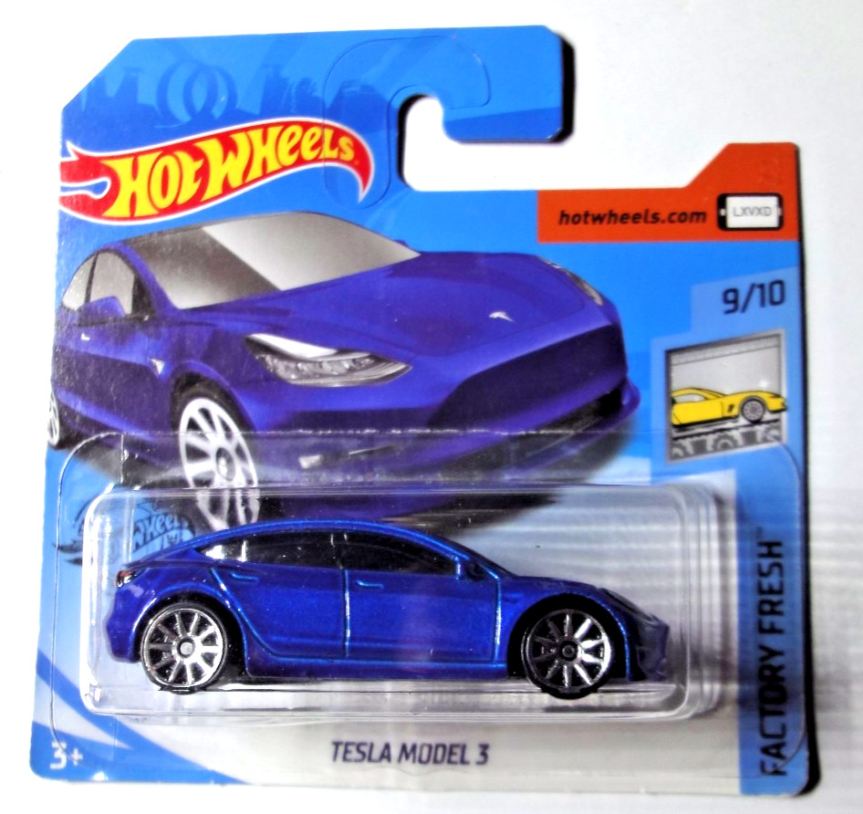 Hot Wheels Tesla Model 3 Short Card Factory Fresh 2020 GHF32 1:64