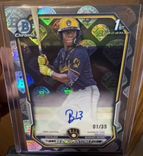 2026 Bowman Brailyn Antunez 1st Chrome Logofractor Auto /35 Milwaukee Brewers