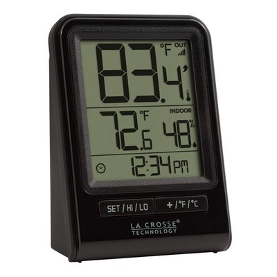 308-1409BT-CBP Wireless Temperature & Humidity Station with Time , Black