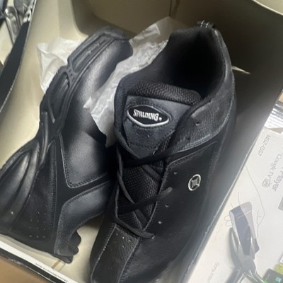 Spalding Black Leather Low Top Lace Up Athletic Sneakers Rubber Outsole Solid
