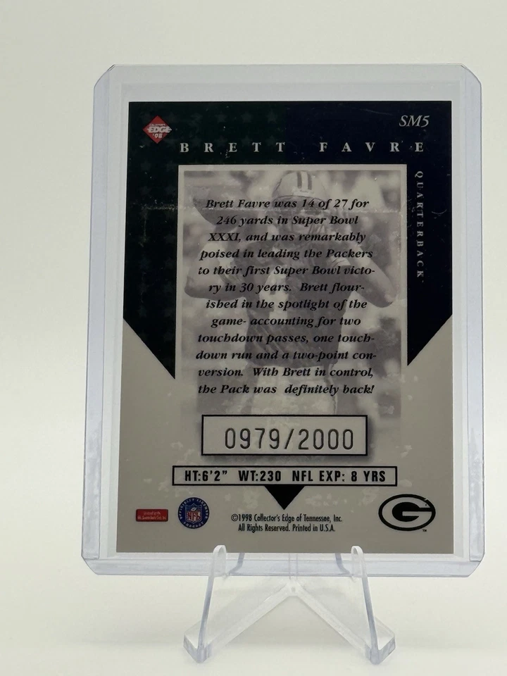 Collector's Edge Masters 1998 - Super Masters Brett Favre #SM5 979/2000 Foto 2 de 2
