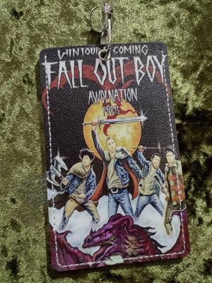 Fall Out Boy Card Case Leather Card Holder Keychain Keychain ID Card Case