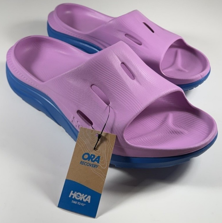 Hoka Ora Recovery Slide 3 mens size 11 Comfort Slip On Cyclamen/Coastal Sky Hoka Ora Recovery Slide 3 Slip On Sandals Cyclamen/Coastal  main image 2