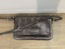 Marc Jacobs Crossbody Clutch Bag Purse Shoulder Metallic Gunmetal Flap