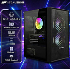 STGAUBRON Core i5 Gaming Tower 16GB RAM 512GB SSD RX 550 Win11 WiFi BT