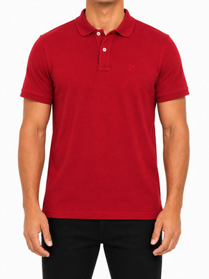 FILA Boys Red Polo Shirt Button Front Logo Youth Size M Classic Fit