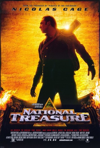 NATIONAL TREASURE MOVIE POSTER 2 Sided RARE ORIGINAL FINAL VF 27x40 NICOLAS CAGE