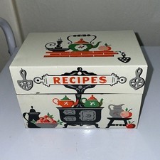 Vtg Kitschy mid Century Stylecraft tin recipe box