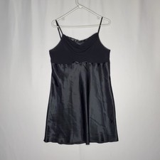 Delicates Satin Nightgown Nightie Large Black Lace Sequin Witchy Coquette Y2K