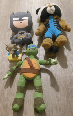 Leonardo Ninja Turtles Rocket Raccoon Batman Marvel Plush Toy Mix Assortment 4pc