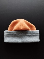 90s/00s Michiko London Koshino Fleece Beanie Hat - Orange/Grey One Size