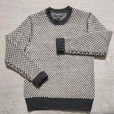 Bonobos Patterned Gray White Alpaca/Wool Blend Knit Crew Neck Sweater Sz Medium