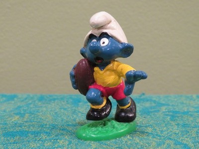 Vintage 1980's Rugby Football Smurf Figurine