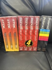 Mixed Lot 9 NEW Blank Sealed T-120 T-120RV VHS Tapes Maxell TDK Polaroid