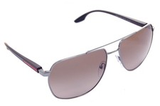 PRADA SPORT 55VS 5AV1X1 62mm Men Large Square Metal Sunglasses GUNMETAL BROWN