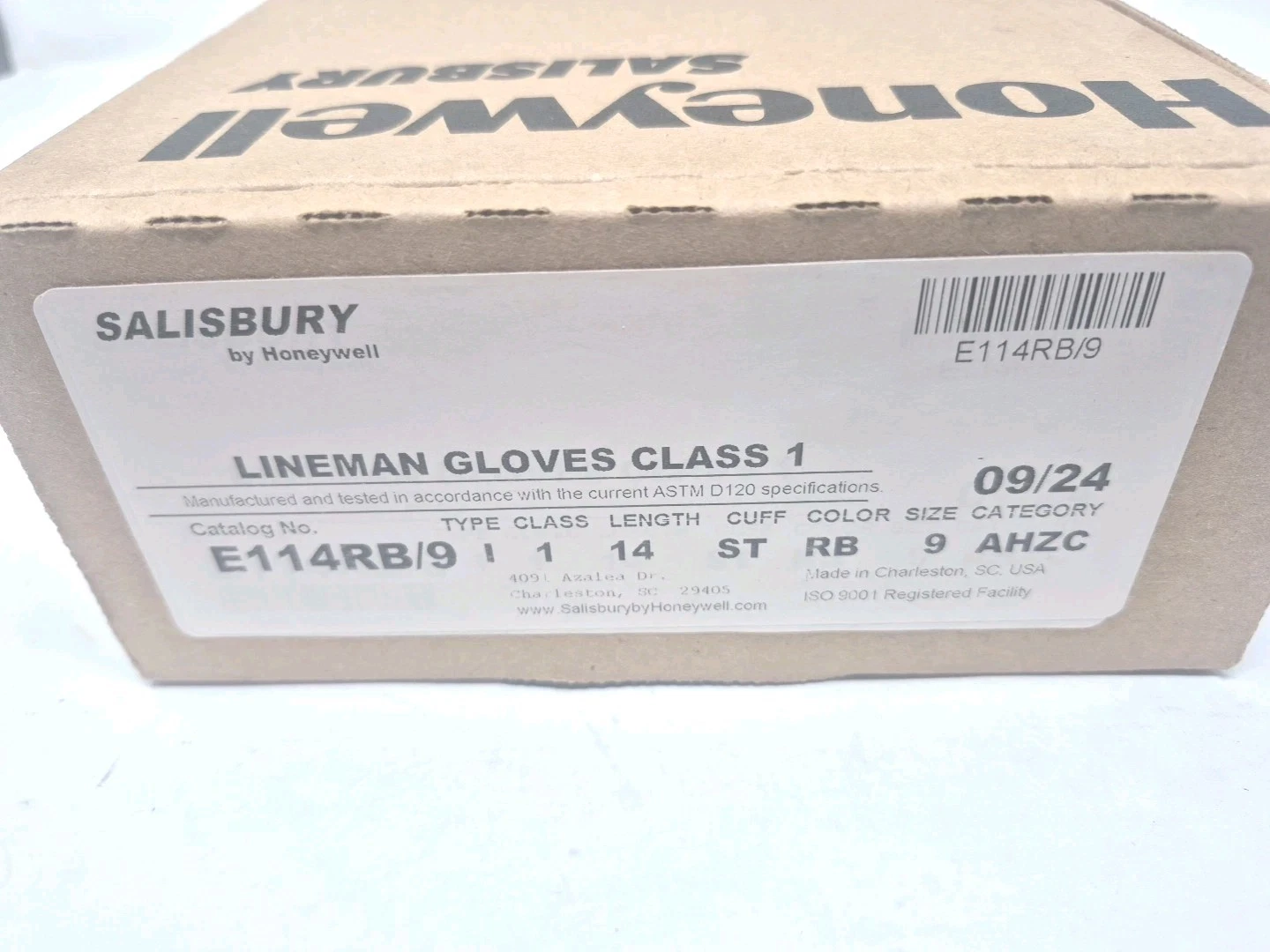 Salisbury E114RB/9, Size 9, Class 1, Electrical Insulating Gloves - New Open Box