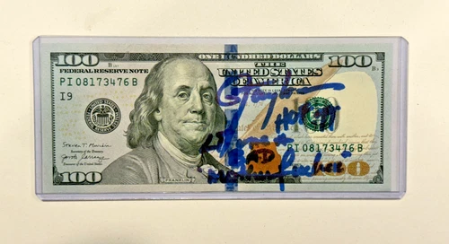 LAWRENCE TAYLOR Signed Autograph w/ 2x Inscriptions $100 Bill Currency - BGS COA