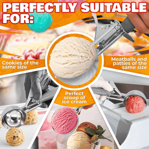 4 oz Ice Cream Scoop with Trigger Release #8 – Stainless Steel Versatile Tool - Picture 5 of 9