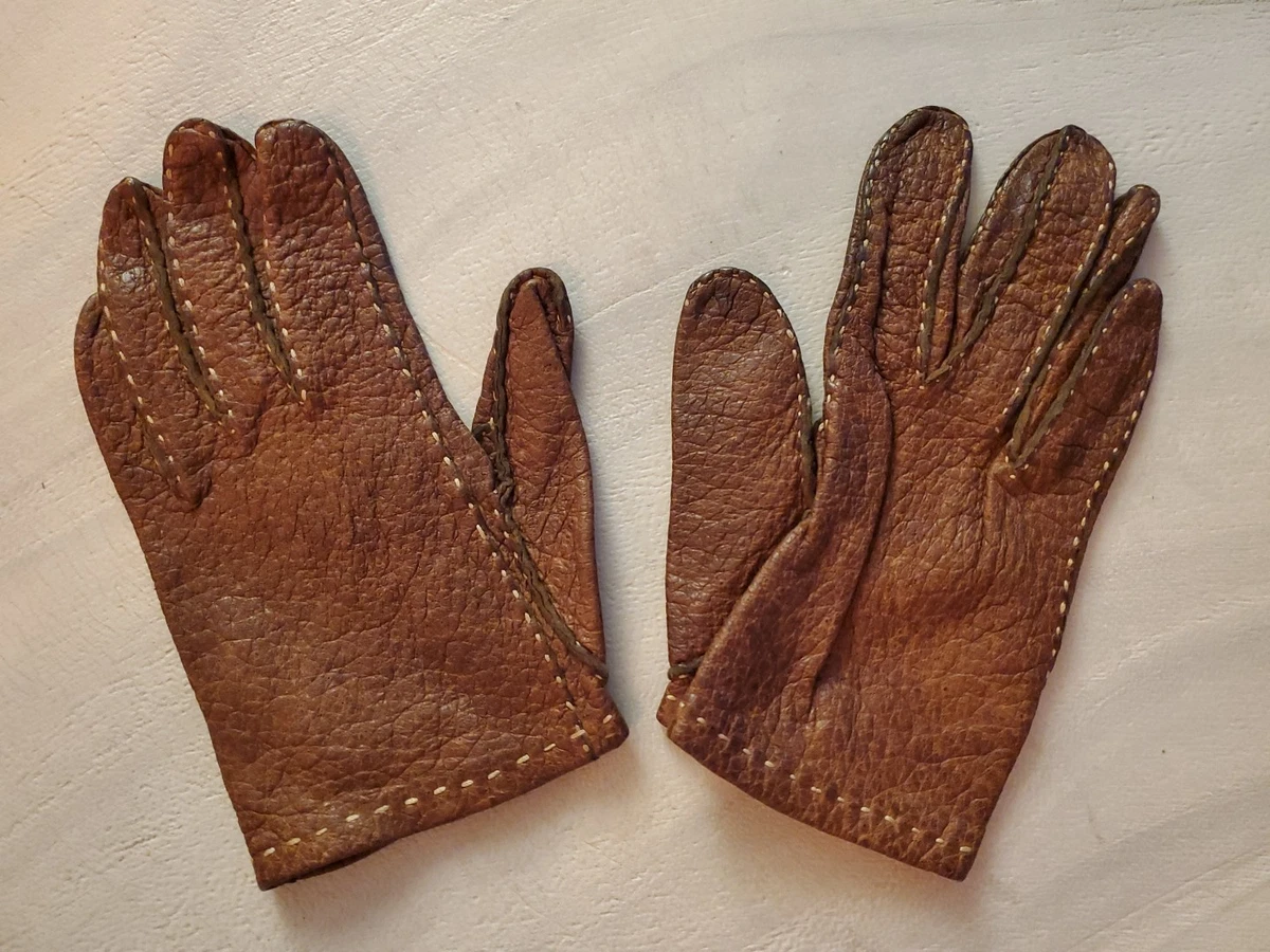Gants pour femme en cuir bleu vintage des années 60 DEADSTOCK - France