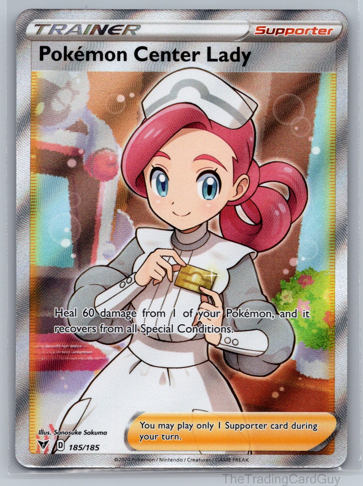 Pokemon Center Lady (Full Art) Ultra Rare SWSH04: Vivid Voltage Holo 185/185 NM