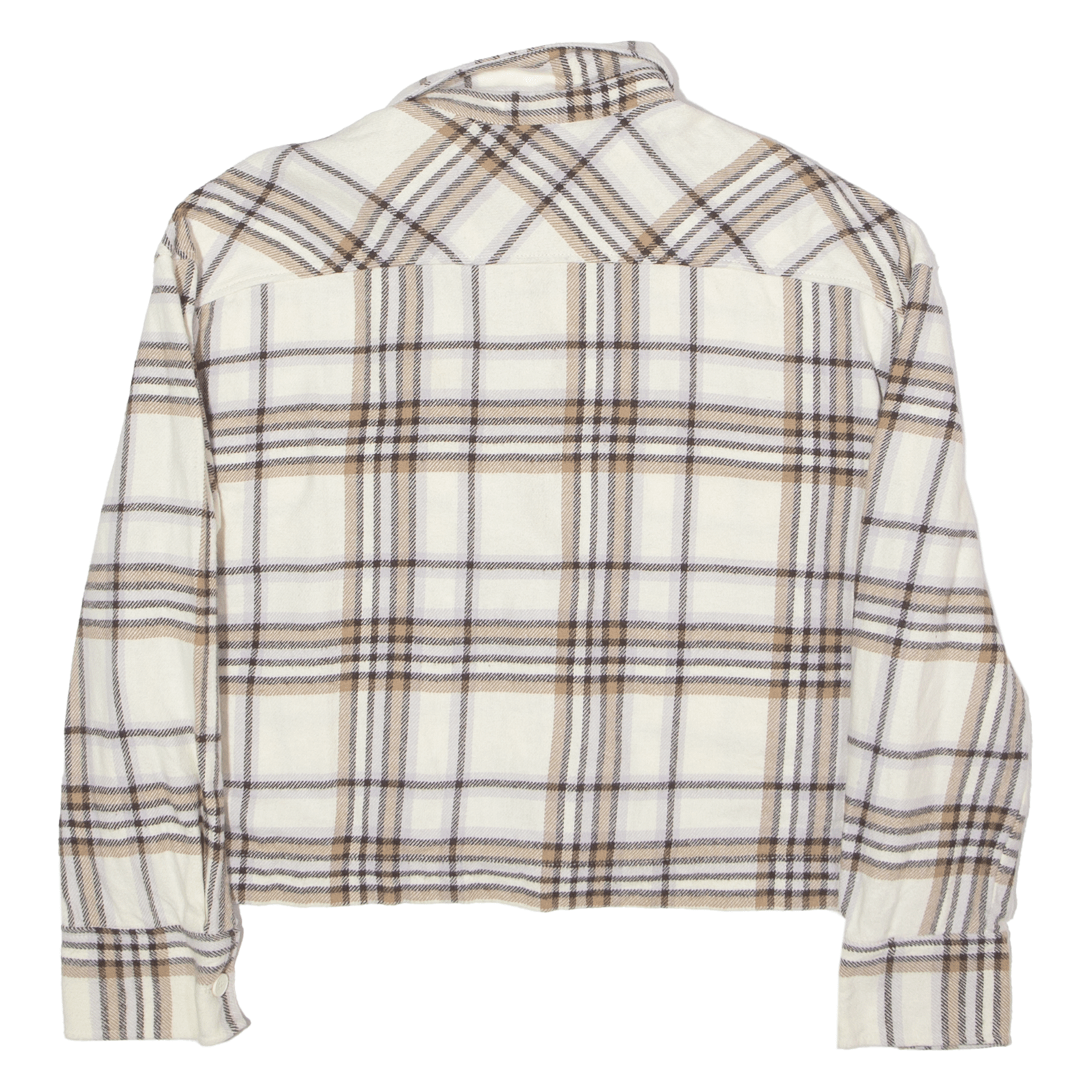 ZARA Womens Flannel Shirt Cream Plaid Long Sleeve S eBay