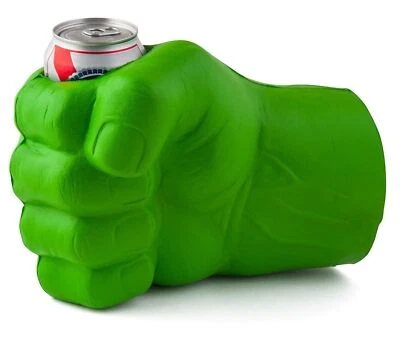 GREENHULK BigMouth THE BEAST GIANT GREEN HULK FIST Drink Beer Holder Foam Cooler Kooler