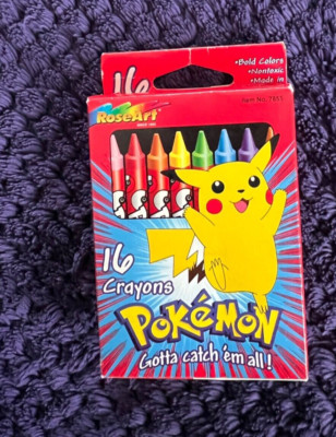 Vintage Pokemon 16 Crayon Box RoseArt 1999 