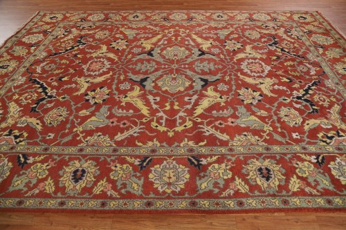 Rust Heriz Serapi Indian Hand-Knotted Area Rug for Living Room 9x12 ft - Picture 16 of 22
