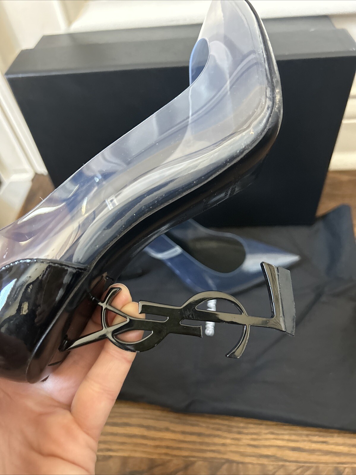 Pompa Saint Laurent Opyum 110 YSL EU 39 5 US 9 5 trasparente PVC tacco alto