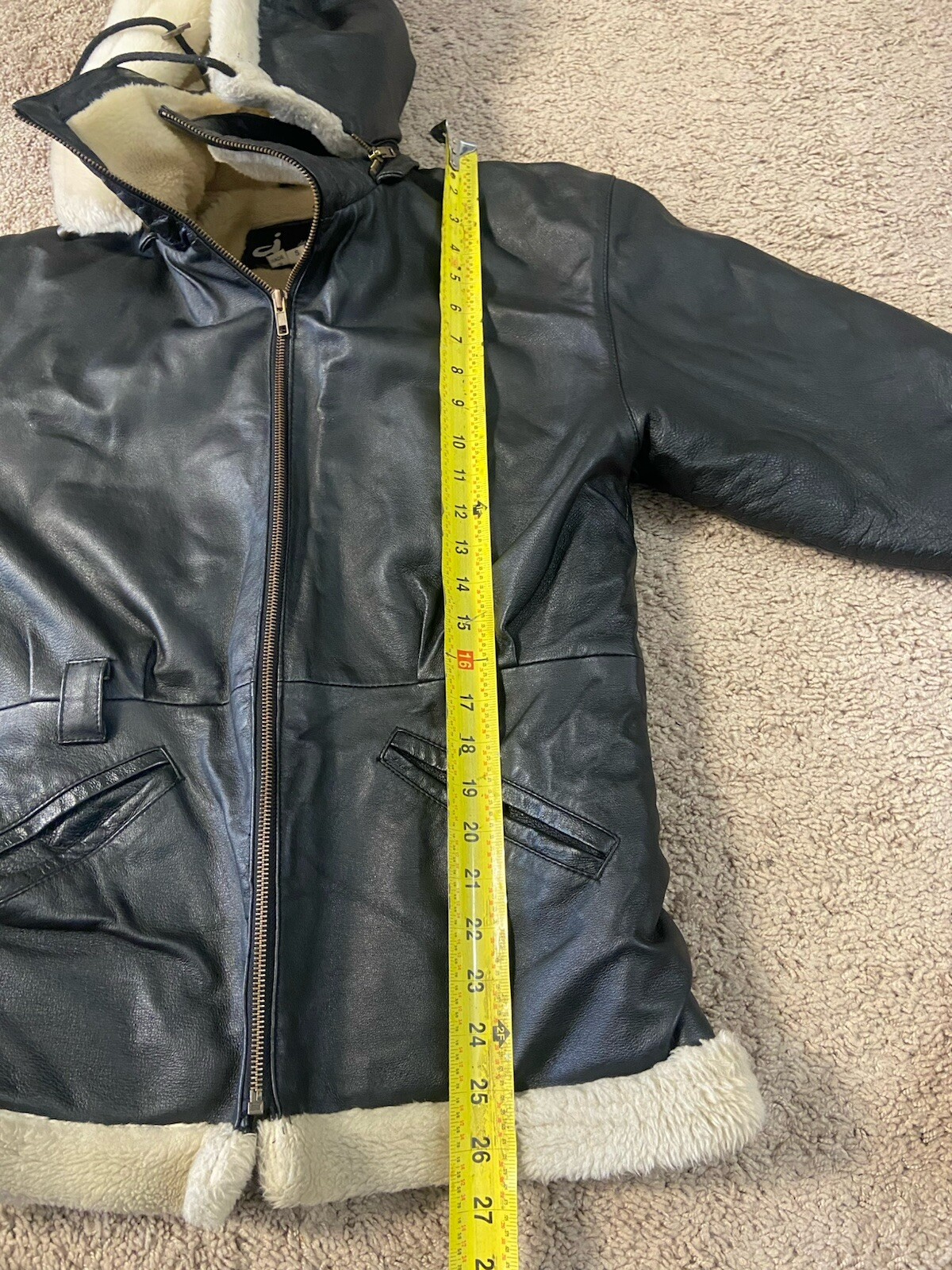 Identification leather jacket fur lining detachab… - image 6