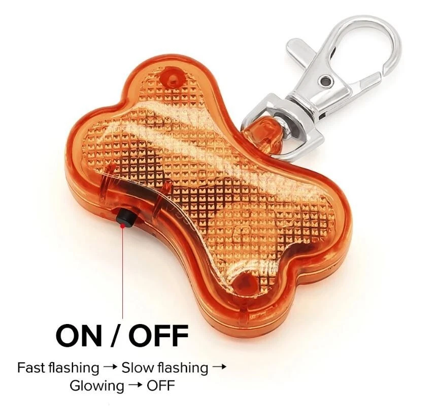 Luz de seguridad LED etiqueta con nombre hueso colgante perro Foto 4 de 4