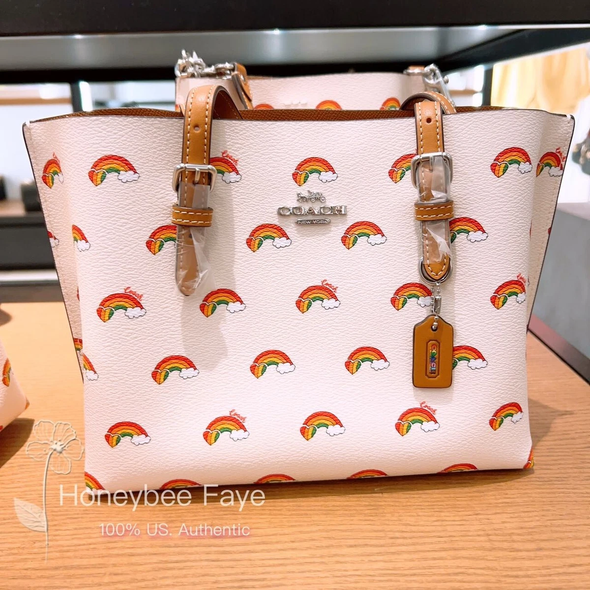 NWT Coach Mollie Tote 25 With Rainbow Print CK373